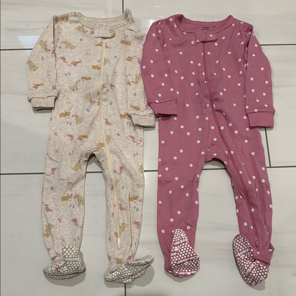 Gerber Pink and Cream Footies Soft One Pieces